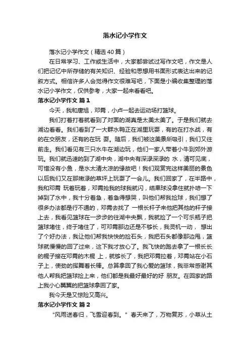 落水记小学作文（精选40篇）