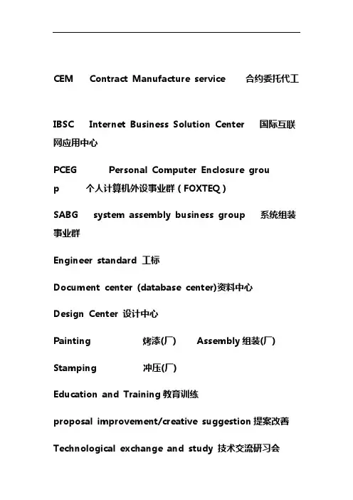 品质有关英文缩写和不良现象表述