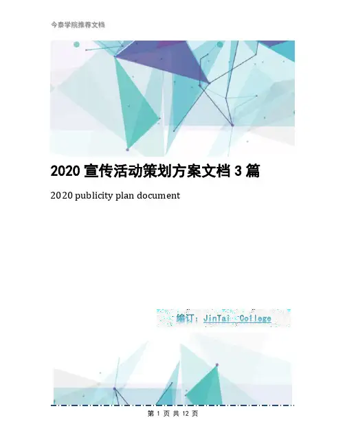2020宣传活动策划方案文档3篇