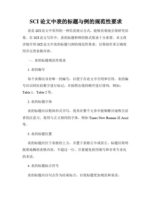 SCI论文中表的标题与例的规范性要求