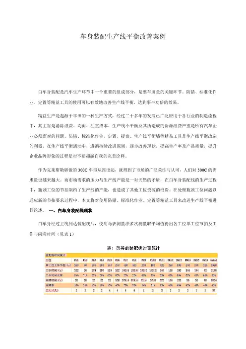 车身装配生产线平衡改善案例