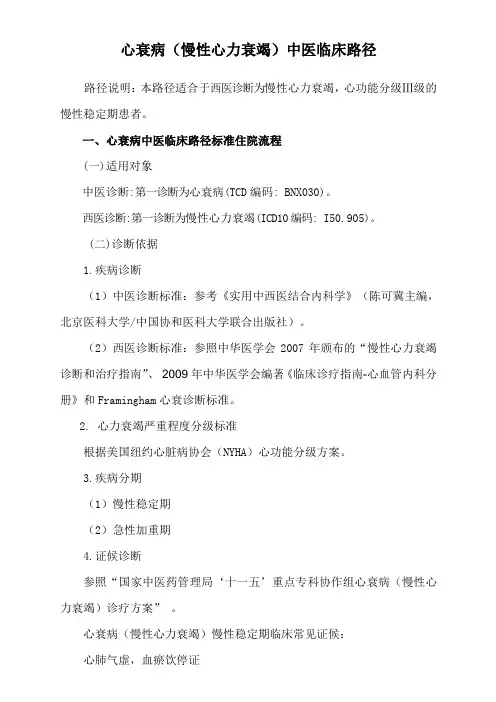 心衰病住院临床路径