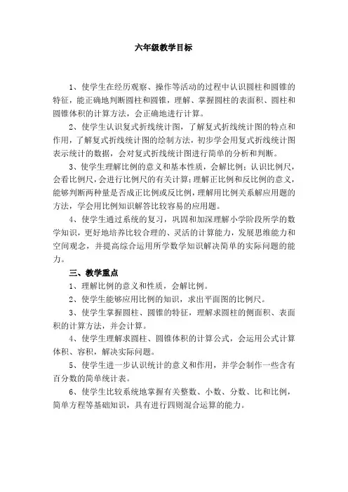 苏教版六年级下册数学教案表格版