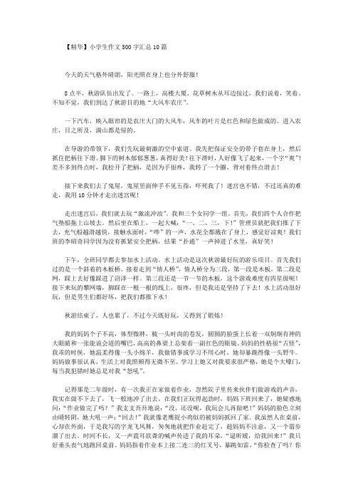 小学生作文500字汇总10篇(最新)