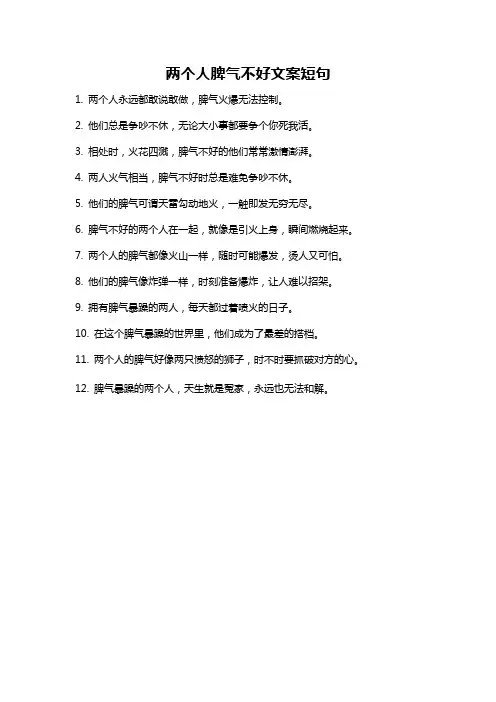 两个人脾气不好文案短句