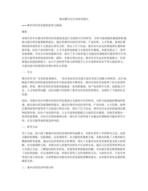 惠州撰写可行性研究报告