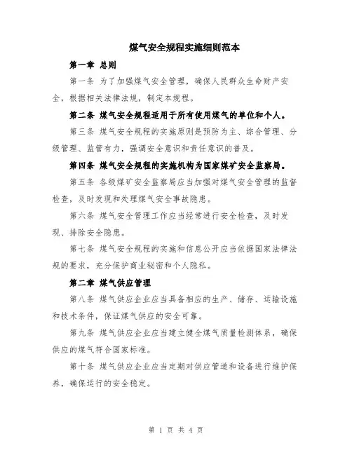 煤气安全规程实施细则范本