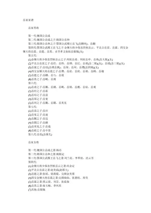 岳飞族谱