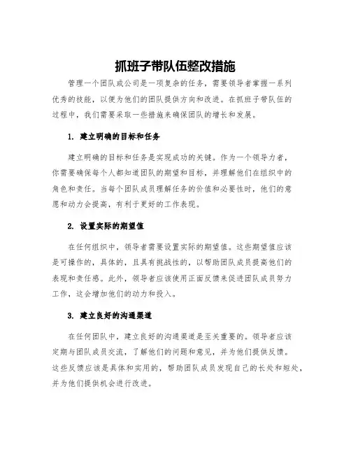 抓班子带队伍整改措施