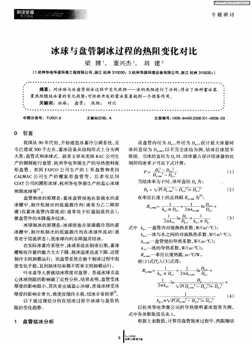 冰球与盘管制冰过程的热阻变化对比