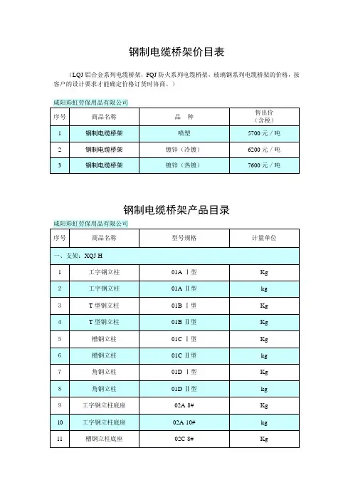 钢制电缆桥架价目表