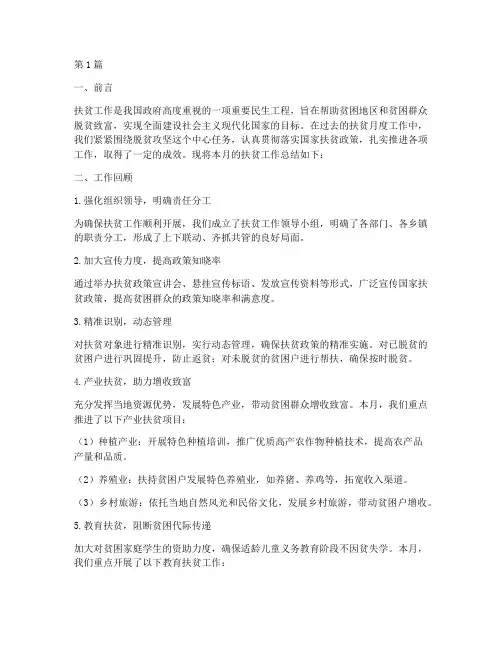 扶贫月度工作总结范文(3篇)