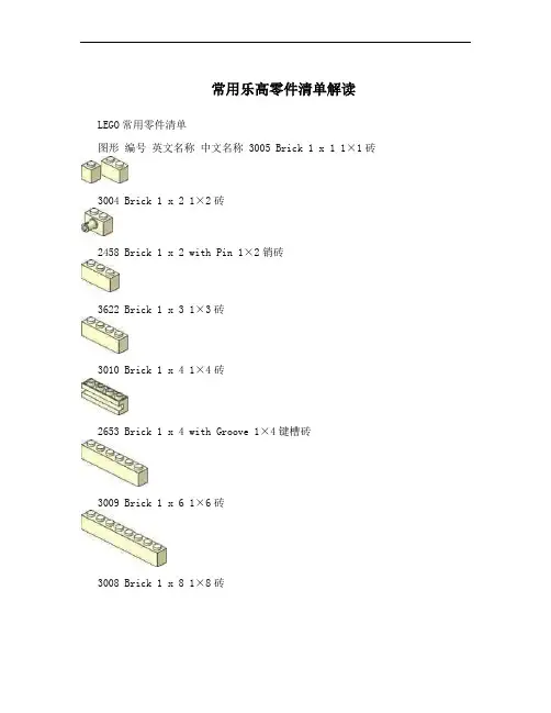 常用乐高零件清单解读
