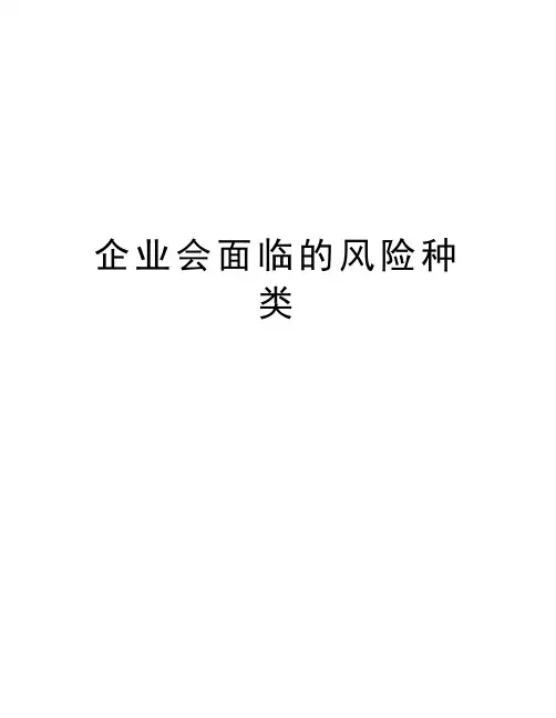 企业会面临的风险种类教学内容