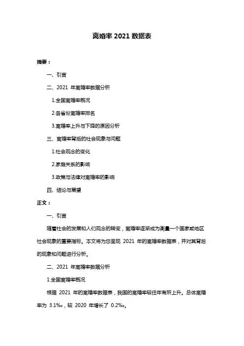 离婚率2021数据表