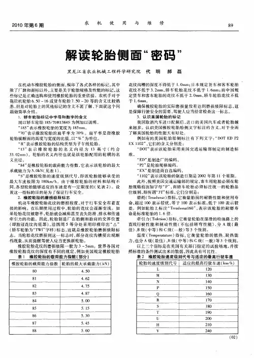 解读轮胎侧面“密码”
