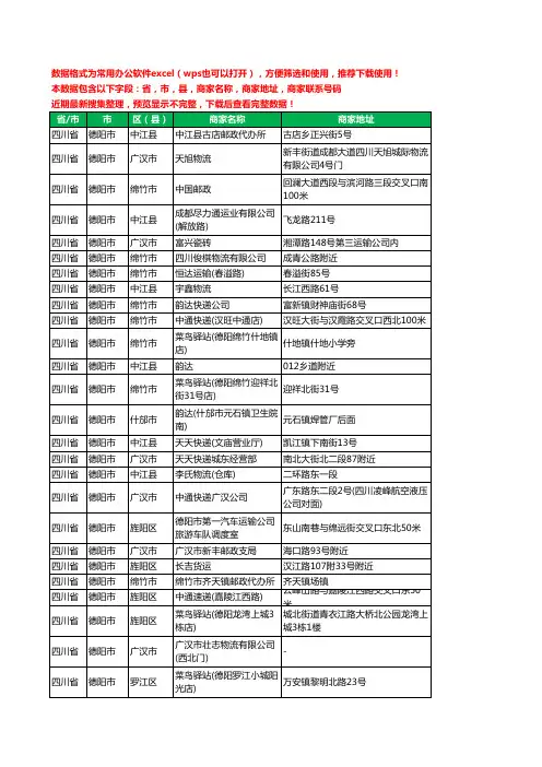 2020新版四川省德阳市运输工商企业公司商家名录名单黄页联系电话号码地址大全1649家