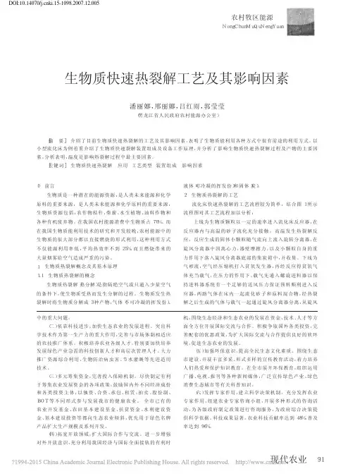 生物质快速热裂解工艺及其影响因素_潘丽娜