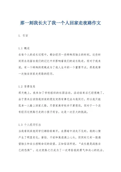 那一刻我长大了我一个人回家走夜路作文