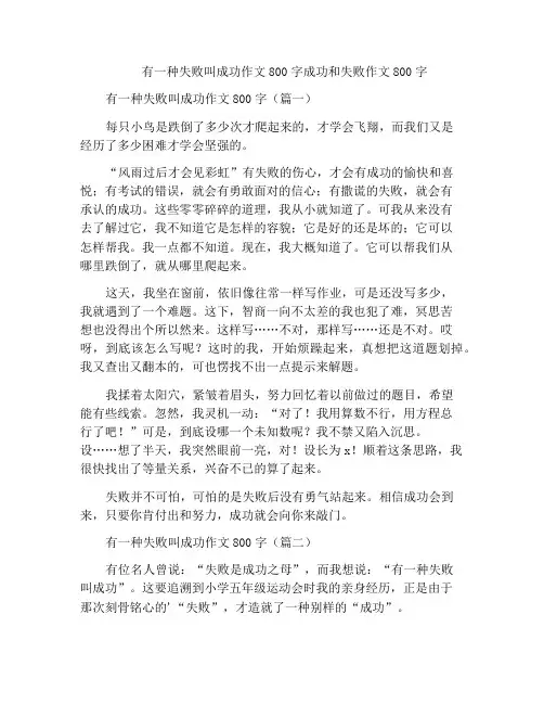有一种失败叫成功作文800字成功和失败作文800字