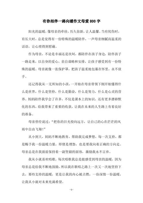 有你相伴一路向暖作文母爱800字