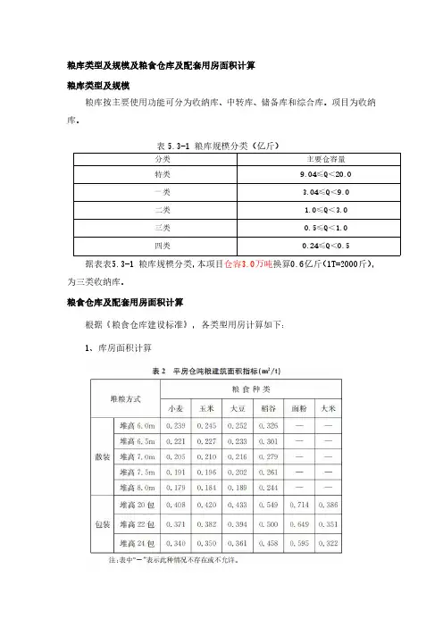 粮库类型及规模及粮食仓库及配套用房面积计算