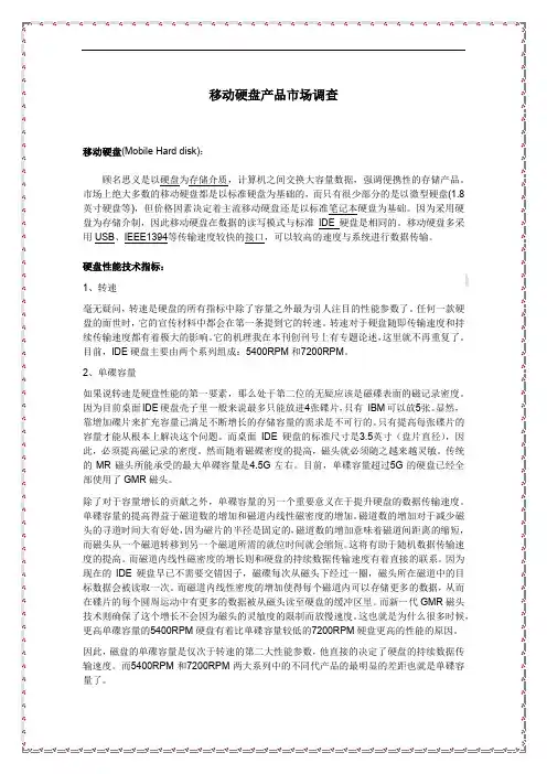 移动硬盘产品市场调查