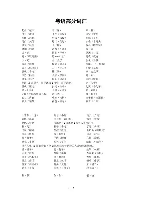 粤语常用词