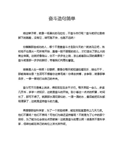 奋斗造句简单