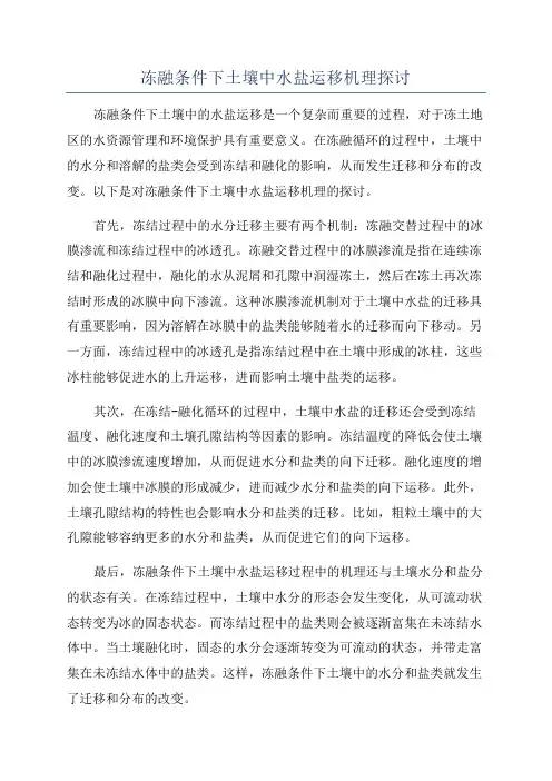 冻融条件下土壤中水盐运移机理探讨