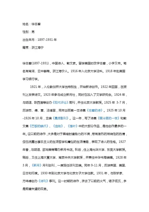 徐志摩简介