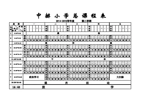 2014-2015第二学期课程总表表