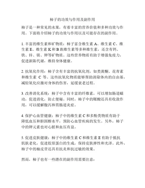 柿子的功效与作用及副作用