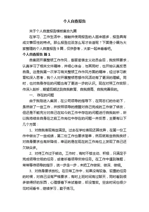 个人自查报告