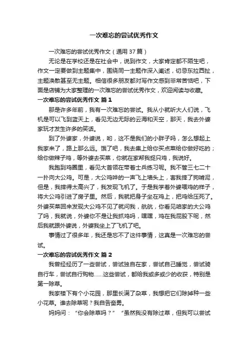 一次难忘的尝试优秀作文