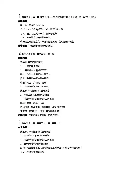 《中国戏剧史》教学大纲精修整理版