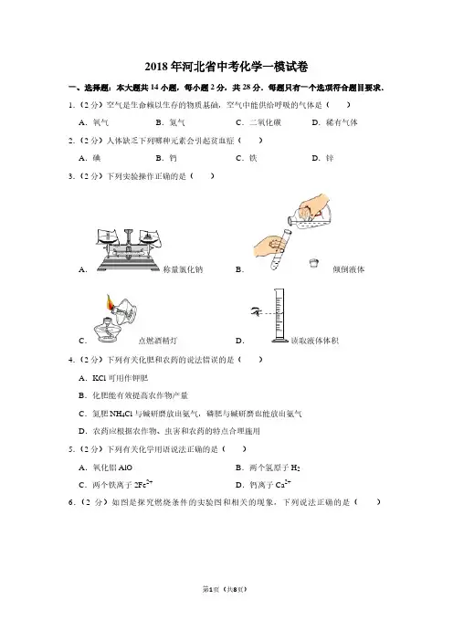 2018年河北省中考化学一模试卷