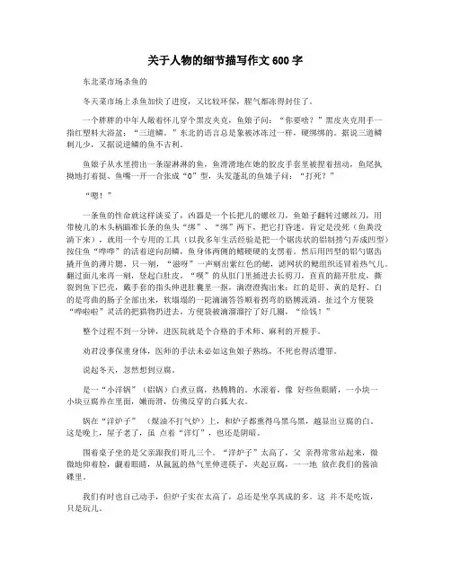 关于人物的细节描写作文600字