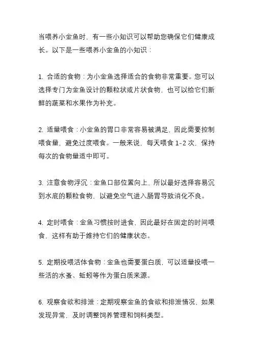 喂养小金鱼小知识？