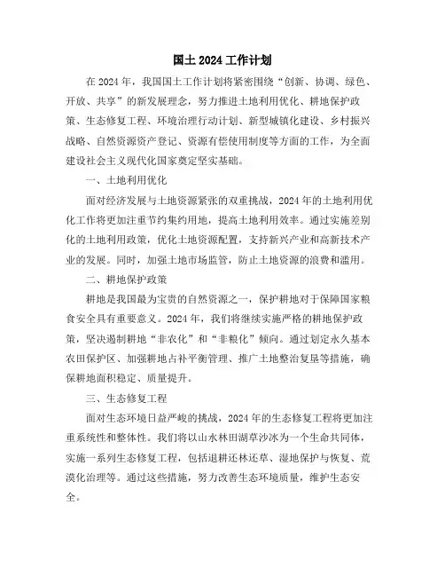 国土2024工作计划