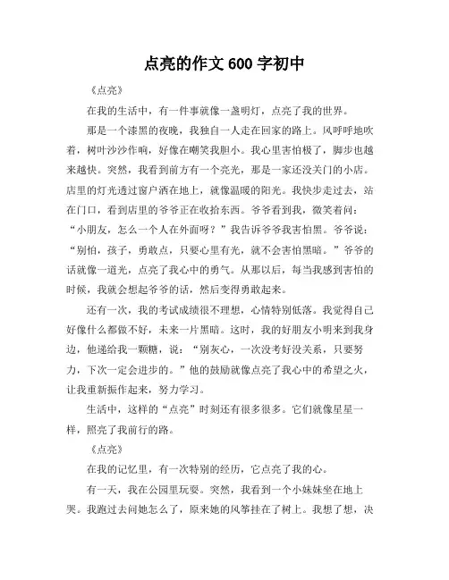 点亮的作文600字初中