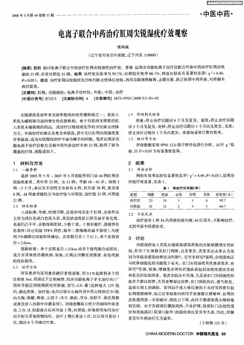 电离子联合中药治疗肛周尖锐湿疣疗效观察