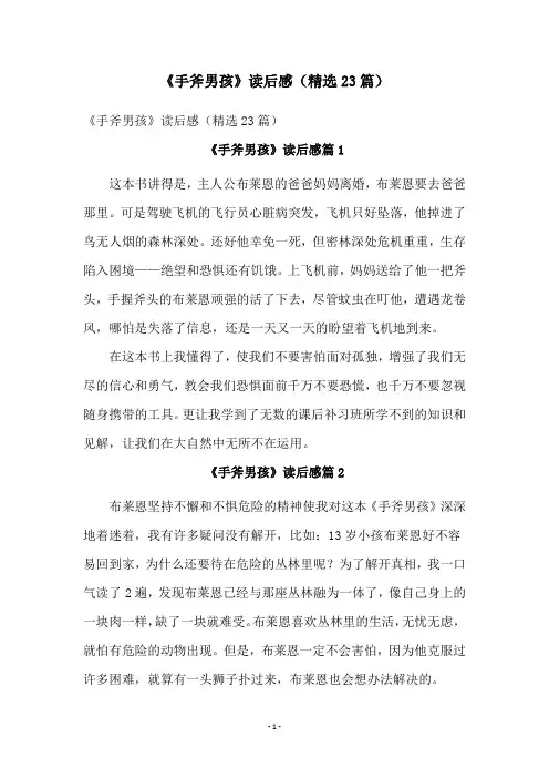 《手斧男孩》读后感(精选23篇)