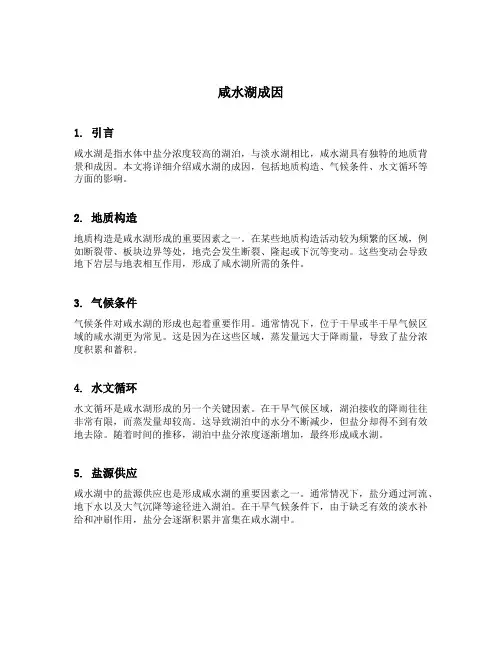咸水湖成因答题模板