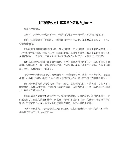 【三年级作文】那真是个好地方_300字