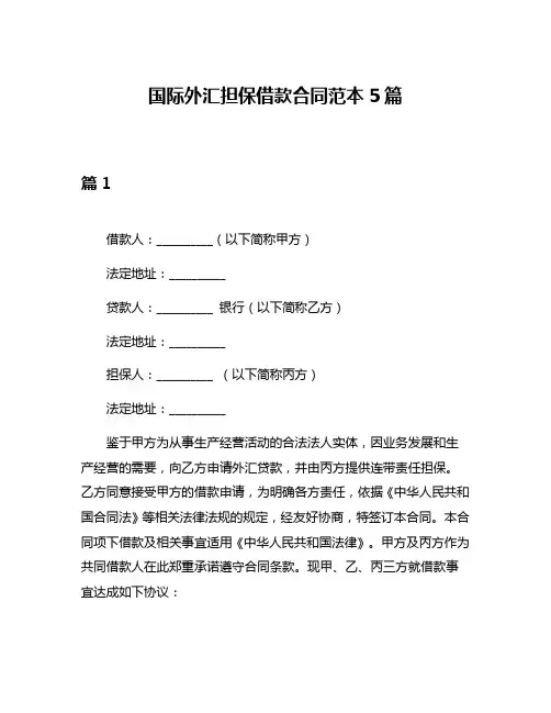 国际外汇担保借款合同范本5篇