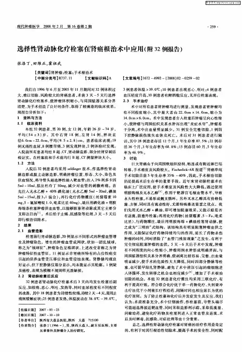 选择性肾动脉化疗栓塞在肾癌根治术中应用(附32例报告)