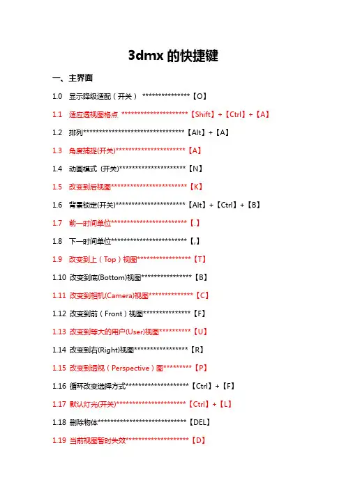 3dmx的快捷键--2014年