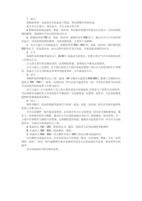 退火、正火、淬火、回火