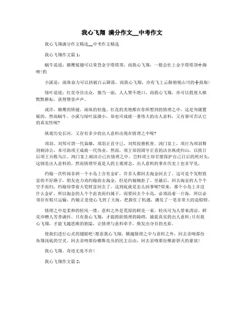 我心飞翔 满分作文__中考作文